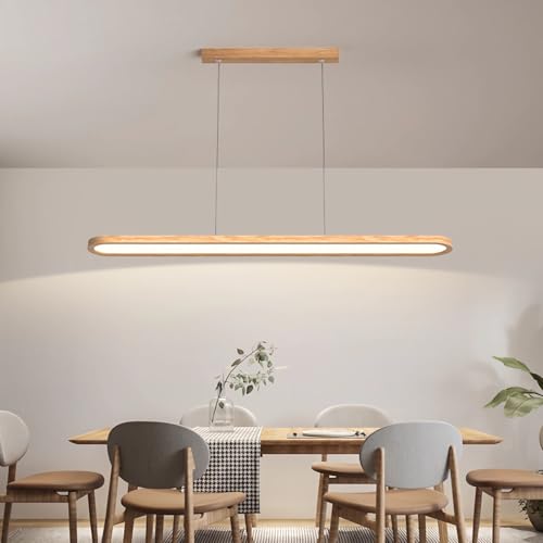 Lampe Suspendue en Bois Minimaliste Luminaire LED Haute Qualité MOCHAMIK pour Bureau et Salon