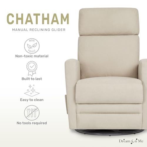Image of Dream On Me Chatham Basic Nursery Rocking Glider in Lenin, 360 Swivel Motion, FSC Certified, Greenguard Gold & JPMA Certified Nursery Glider, Three Rocking Modes Nursery Glider Recliner