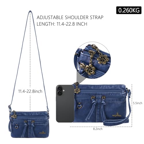 Image of Angel Kiss Small Crossbody Bag for Women Leather Crossbody Purse Triple Compartments Cell Phone Purse Shoulder Bags for Women