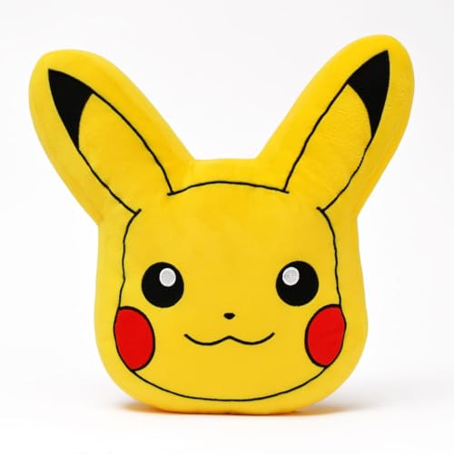 Image of Mirada Yellow Pokemon Pikachu Face Soft Toy Officially Licensed | Soft & Comfortable Plush Pillow for Kids & Fans | Plush Toys, Stuffed Animals, Cute Soft Toys, Baby Gift, Room Decor Pillow | 35cm