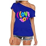 Rotes Spitzen Oberteil Frauen I Love The 80s Schulterfreie T-Shirts Disco 80er Kostüme Tops