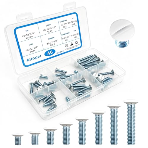 Wall Plate Screws Kit - 46 Pcs 6-32 Thread 8 Lengths (5/16 11/32 3/8 1/2 9/16 3/4 1 1-3/16) White Screws for Electrical Outlet & Switch Plate Covers