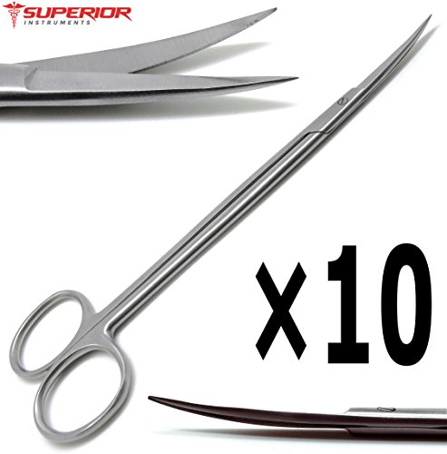 10 Pcs Dental Surgical Medical ENT Scissors Kelly Curved 7