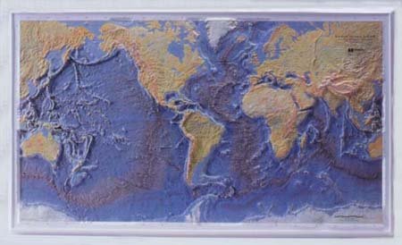 Hubbard Scientific 3D World Ocean Floor Map | A True Raised Relief Map - You Can Feel the Terrain | Vacuum-formed Molded Map | 38.5â€³ x 23â€³ | Detailed Topography