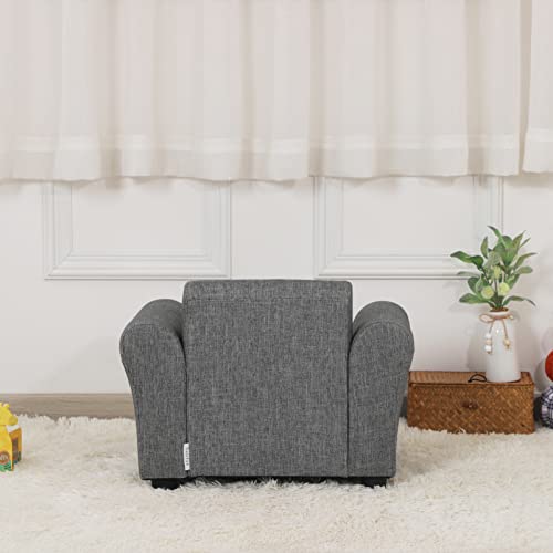 Getifun Kids Sofa Chair With Ottoman/Pvc Leather Toddler Couch With Plastic Legs/Upholstered Children Armchair For Kids Under 4 Years Old/Single Seat With Stool (Gray) #TOP6