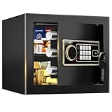 AONBNOCT Digital Security Safe, Steel Construction, Black, Anti-Theft Home Safe Box with Programmable Keypad & Spare Keys