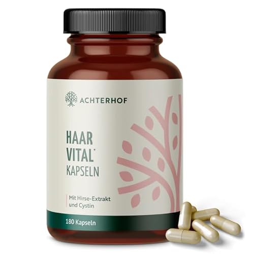 Haar Vital Kapseln 180 Stück | mit Hirse-Extrakt, Zink, Kupfer und Biotin | abgestimmte Nährstoffkomination | Achterhof