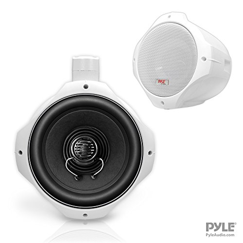 Pyle Waterproof Marine Wakeboard Tower Speakers - 8in Dual Subwoofer Speaker Set and 1” Tweeter with 300 Watt Power - 2-Way Boat Audio Stereo System with Mounting Bracket - 1 Pair PLMRW85 (White) by Pyle - Image 3