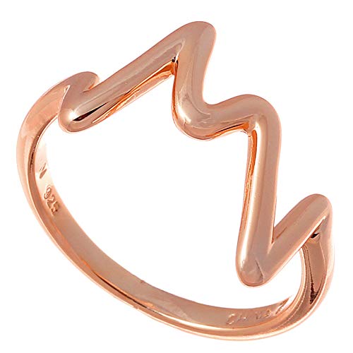 TwoBirch 18k Rose Gold Microplated 925 Silver Heartbeat Ring (Size 6, 7, 8 or 9)