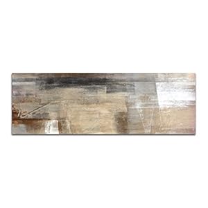 Paul Sinus Art Panoramabeeld op doek en spieraam 150x50cm schilderij kunstwerk abstract bruin beige