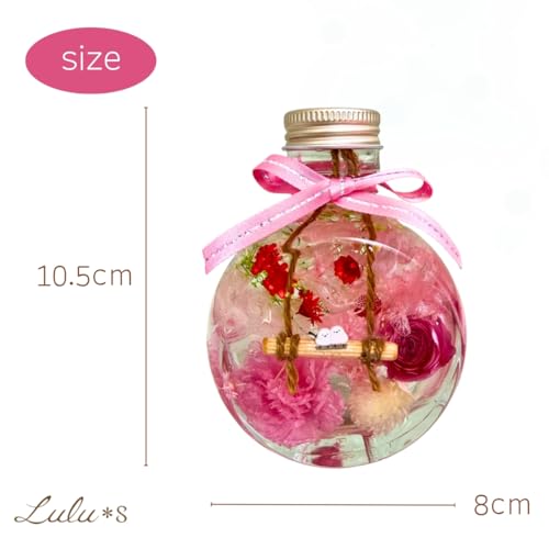 Lulu's ルルズ シマエナガ ハーバリウム 【ピンクカーネーションとローズ】 150ml 母の日 ギフト プリザーブドフラワー フラワー アレンジメント 雪の妖精 野鳥 グッズ 雑貨 インテリア 置物 誕生日 プレゼント 贈り物 サイズ:幅8cm 奥行4.5cm 高さ10.5cm 150ml ピンク カーネーション Lulu's-0844 [4]