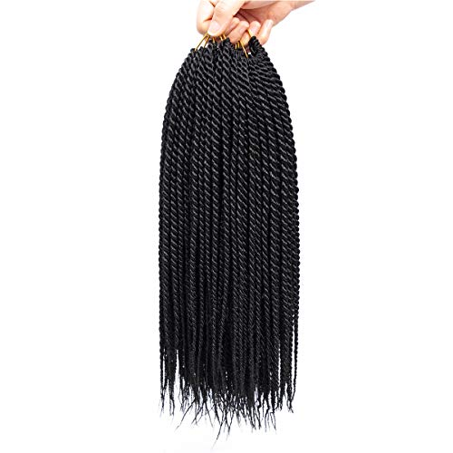 8 Packs 18 inch 30stands Senegalese Twist Crochet Hair Twist Crochet Braids Synthetic Braiding Hair Extensions (18 inch, 1B)
