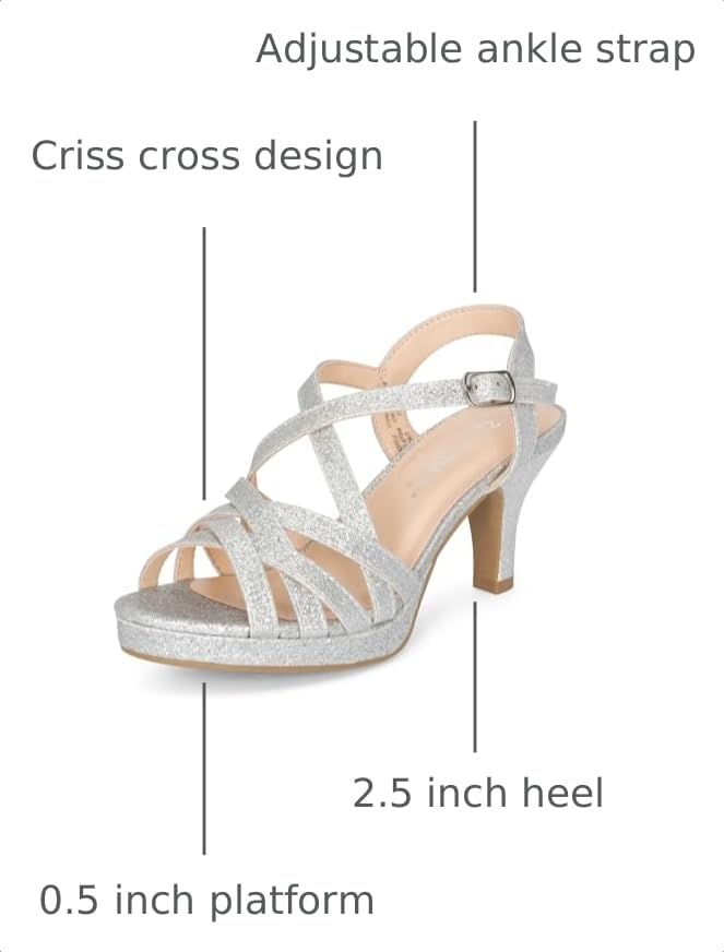Image of STYLISH S SOMMER-K - Girls Open Toe Criss Cross Straps Ankle Buckle Low Heel Dress Pumps Sandals
