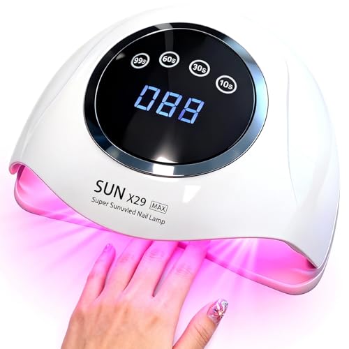 Lampe UV LED 500 W pour ongles, sèche-ongles pour vernis gel avec 90 perles lumineuses, écran tactile, 4 minuteries et capteur automatique, idéale pour les...