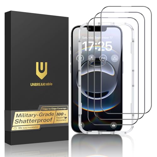 UNBREAKcable for iPhone 16e Screen Protector, 3-Pack Shatterproof Tempered Glass [Easy Installation...