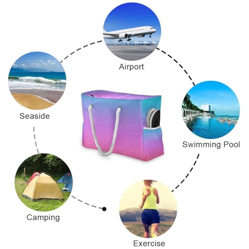 Neon (loanword) Waterproof big beach bag with zipper large work tote bags for women for Travel Gym Vacation4