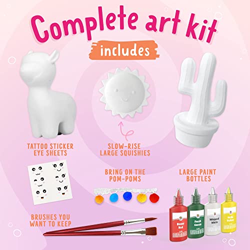 DOODLE HOG Alpaca Squishy Paint Set for Kids Ages 8-12, Alpaca DIY Kits, Gifts for Girls 8-10, Arts and Crafts for Kids, Paint Your Own Squishies Kit