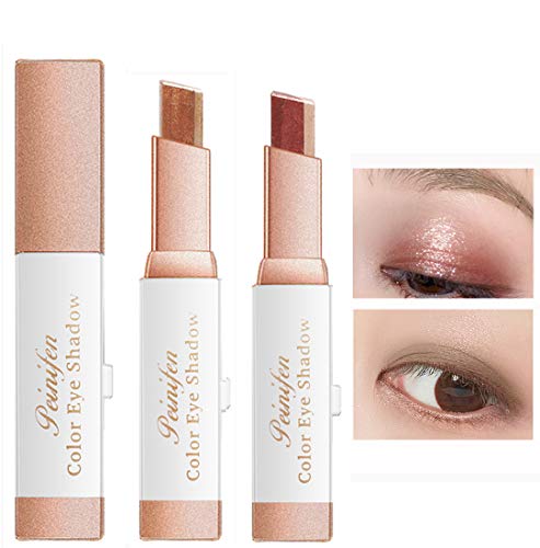Eye Shadow Stick Double Colors Gradient Eyeshadow Matte Shimmer Waterproof Long Lasting Eyeshadow Pen Stick for eye make up (#4Earth Tone / #3 Red Brown)