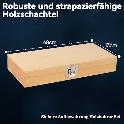 Goumthe Schlangenbohrer Set 5-tlg Lang Holzbohrer Set 460 mm Extra Lang Ø12-20 mm Präzise Bohrung für tiefe Bohrungen Weich & Hartholz with Holzkoffer