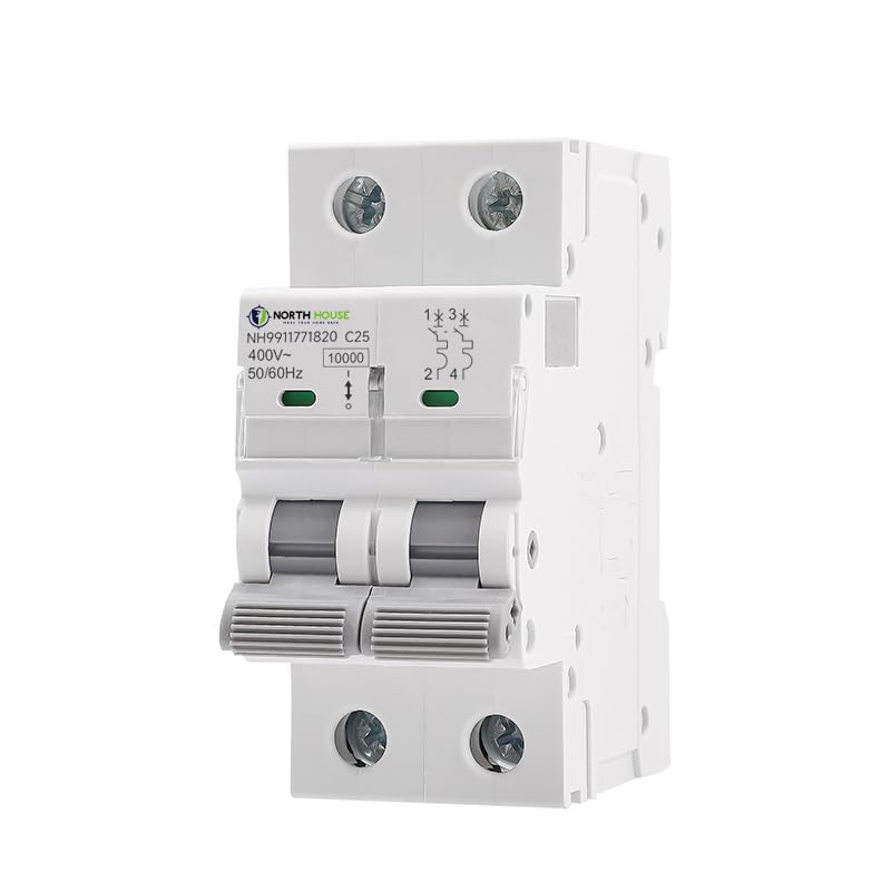 Image of NORTH HOUSE 25 A Double Pole MCB | 10kA Breaking Capacity | C-Curve Tripping | Overload & Surge Protection | Durable Polycarbonate Housing | 5 Year Warranty