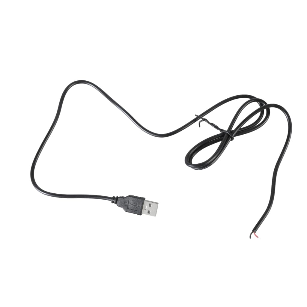 Elnwnnkc USB Male to 2Pin Pigtail Cable Power Cord 22AWG Bare Open End Extension Wire Supports 5V 3A Power