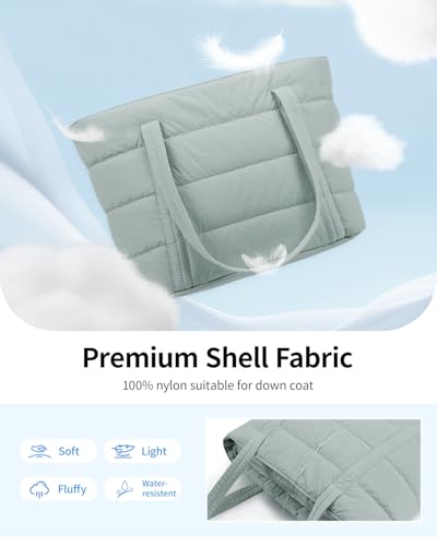 Image of Narwey Puffer Tote Bag for Women Girl, Puffy Travel Gym Shoulder Handbag