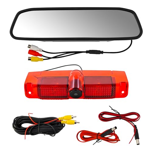 ArbDicco 3rd Third Brake Light Backup Camera w/4.3" Rear View Mirror Monitor Kit Compatible with GMC Savana & Chevy Express 2500 3500 2003-2019, IP68 Waterproof Rear View Camera with Night Vision