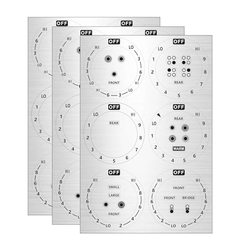 Image of 3-Pack 6 dials 4 ring Stove top knob stickers Replacement markings,(52mm inner diameter)