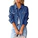 Giacca in Jeans Donna Abbottonata a Maniche Lunghe con Tasche Trucker Jacket Classico Tinta Unita Felpa in Denim Boyfriend Autunnale Cappotto Elegante Bottoni in Metallo (Blu Scuro, M)