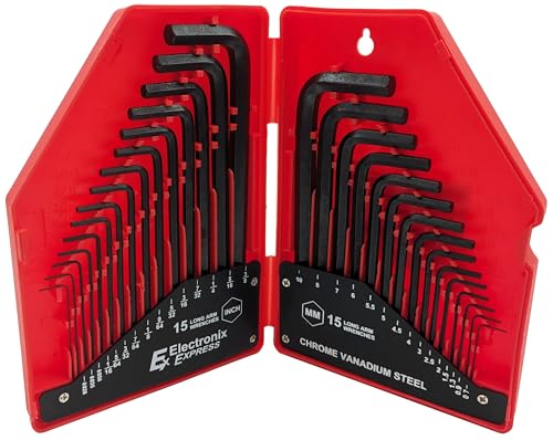 30 Piece Hex Key Wrench Set - Includes Popular Inches