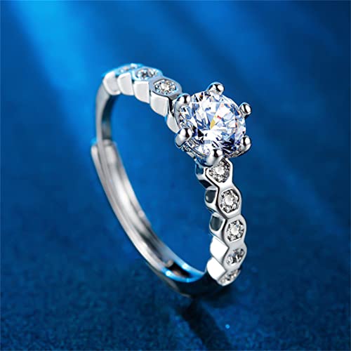 9Pcs Round Cut Solitaire Rings Diamond Ring Bride Ring Engagement Wedding Ring AAAAA Cubic Zirconia Rings Princess Cut Jewelry for Her Anniversary2