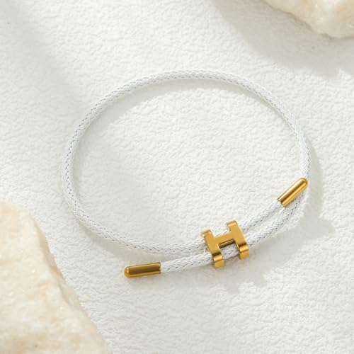 Image of AIMADE Bracelets for Women Adjustable Charm Bracelet, 18k Gold-plated Buckle Design Titanium Steel Wire Rope Women's Gift Jewelry