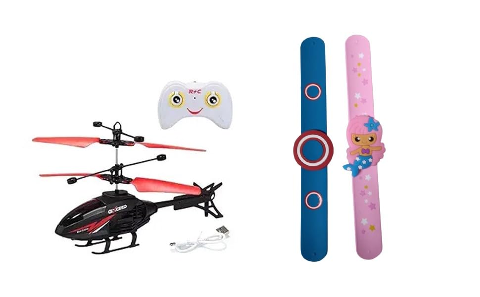 Image of Elevate Playtime with a Radio-Controlled Helicopter - Infrared Induction Flight, Gravity Control, 3D Light with Slap Band, Gift for Brother Sister