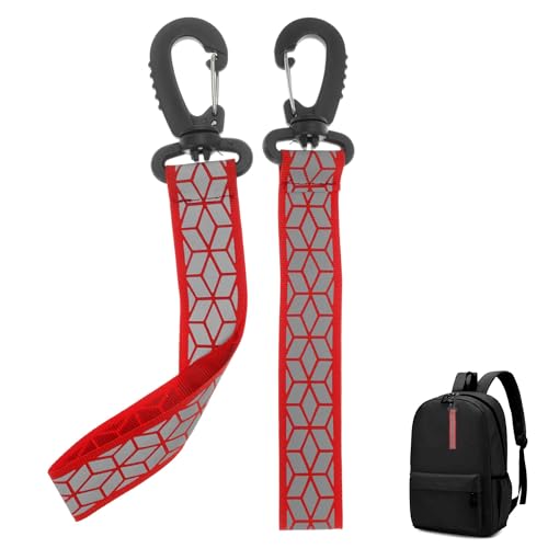 CAPASTEC 反射 キーホルダー リフレクター ストラップホルダー 交通安全 安全グッズ キーリング 反射板 通学 通勤 散歩 夜間 登山 事故防止 2個入り 赤 ハニカム(ロング)