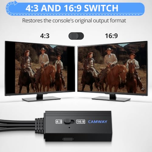 Image of CAMWAY RCA to HDMI Converter,1080P AV to HDMI Adapter for VHS VCR DVDPlayer