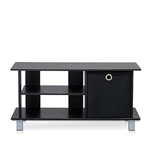 Furinno SIMPLISTIC TV Stand, 3-Tier Entertainment Center, Open Shelf TV Console for TV up to 33 Inch with Bin Drawers, for Living Room, Bedroom, Espresso