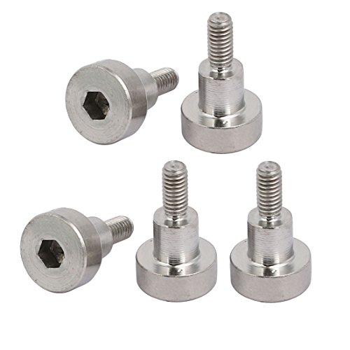 Ruilogod 5pcs 304 Bollo de hombro hexagonal de acero inoxidable Tornillo de hombro de 5 mm Dia de hombro de 5 mm Longitud del hombro M3 Hilo