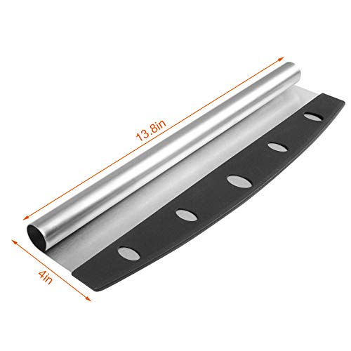 14 inch Pizza Cutter Rocker Slicer with Protective Cover, Pizza Chopper Accessories Set of Sharp Blade, Premium Stainless Steel Pizza Knife Tools for Kitchen by Lascritta (14 inchs)
