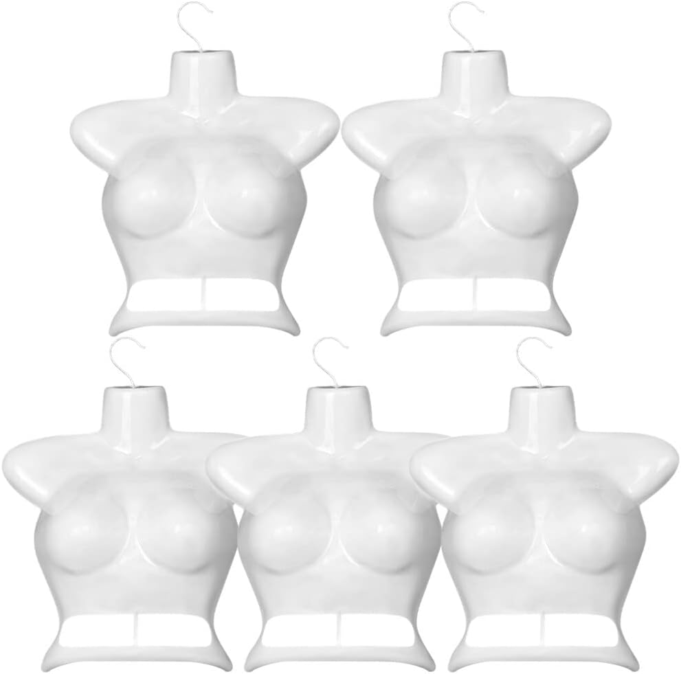 5pcs Female Mannequin Torso Clothes Hanger for Displaying Swimwear, Dresses, and Tops, Lightweight and Reliable Plastic with Hook, Ideal for Retail and Home Use