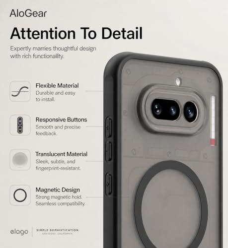 Image of Frosted Magnetic Case Cover for Nothing Phone 4a 5G, Translucent Black, Military Grade Shockproof (Translucent Black with MagSafe)