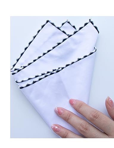 Image of 3-Pk Mens Cotton White Pocket Square with Color Border(10 Colors)