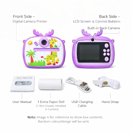 Image of Kids Instant Print Camera - Mini Digital HD Photo & Video Camcorder with Games | Fun Learning Toy for Boys & Girls Ages 4-18 | Includes 2 Print Rolls - Ideal Gift for Kids
