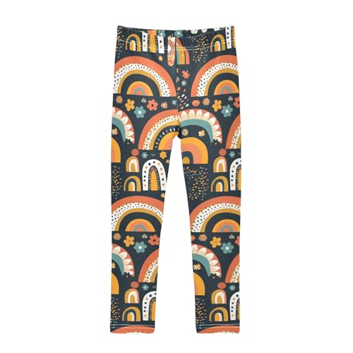 Rainbow Boho Style Kids Baby Girls Basic Leggings Stretch High Waisted Dance Pants Exercise