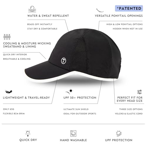 Image of TOP-EX ChicPony UPF 50+ Cooling High Ponytail Baseball Cap for Women | Cool-touch wicking band, hidden 4 in slot fits high /low ponytails; 2.3 oz, packable, airy, quick-dry, adjustable for sports