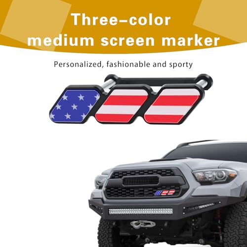 Image of ijuicy 1 PC TRD Tri-Color Grille Decor Badge Emblem, Car Truck Label Decoration Accessories, Compatible with Tacoma 4Runner Tundra Sequoia Rav4 Highlander (American Flag)