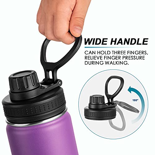 Image of koodee Small Water Bottle 2 Pack-12 oz Stainless Steel Vacuum Insulated Sports Water Bottle with Leakproof Spout Lid (Purple- Royal Blue)
