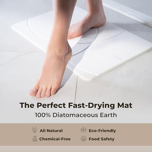 Image of TOSORO - Stone Bath Mat Diatomaceous Earth Shower Mat Non-Slip Super Absorbent Diatomite Stone Bath Mats for Bathroom Floor Quick Drying Natural Easy to Clean (23.5 x 15) - Sandstone
