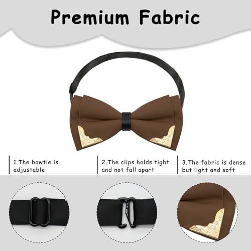 Image of Bow Ties for Men Women Metal Gold Bowtie, Pre Tied Mens Bow Tie Tuxedo Bowties Men for Prom Wedding Party