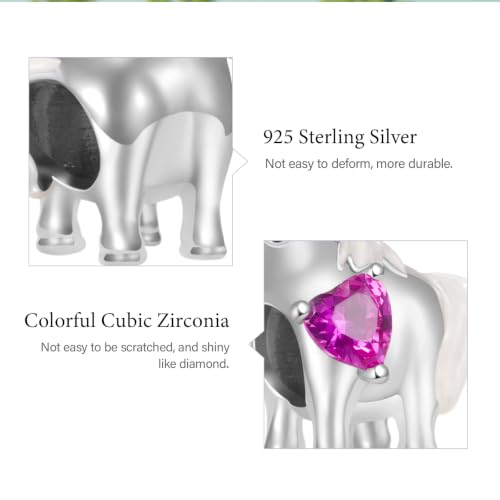 Image of GNOCE Embraces Heart Gemstone Bead Charms 925 Sterling Silver Rabbit Horse Triceratops Snake Monkey Cat Platypus Sloth Bear Pig Yak Ghost Matryoshka Doll Jewelry Gift for Women