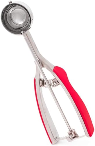 Millvado Cuchara para helado con gatillo cuchara redonda de acero inoxidable para helado, masa de galletas, melón, etc. - Plato de alimentos con